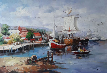 2156-T3 | 90cm x 60cm | bateaux à quai 